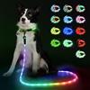 YFbrite Guinzaglio impermeabile per cani con illuminazione e 15 modalità lampeggianti, guinzaglio a LED super luminoso per cani di taglia piccola, media e grande, ricaricabile di tipo C con luce (120 cm