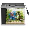 MeYuxg Set completo piccolo acquario in vetro trasparente, acquario nano in acrilico da 3,7 l, con pompa filtro, illuminazione a LED, set di base per piccoli pesci, gamberetti e piante (nero)