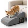 MASTERTOP Scale per Cani Estesa a 2 Gradini, Ampia Scala in Schiuma ad Alta Densità per Animali Domestici, Scaletta Antiscivolo per Animali Anziani/Feriti con Copertura Rimovibile (Grigio)