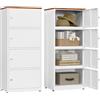 Sightlife Armadio portaoggetti, mobile ausiliare con 4 cassetti, anta e ripiano regolabile, per bagno, cucina, soggiorno e ingresso, 119 x 50 x 40 cm, bianco