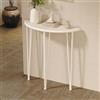 YITAYMLI Tavolo Consolle d'Ingresso Moderno Semicircolare Effetto Legno | Tavolo da Corridoio Stretto Alto 90cm, Angoli Arrotondati e Gambe in Ferro a Triangolo(White,100cm/39..4in)