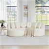 Kelodan Divano modulare in ciniglia da 2 pezzi, colore bianco crema, design curvo, schienale completo con set di 6 cuscini (varie forme), comodo divano imbottito con bordi morbidi per soggiorno, beige
