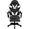 EcoPrice Sedia Gaming con Poggiapiedi, Schienale Alto, Supporti Cervicali e Lombari, Similpelle, (Nero/Bianco)