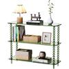 Dewrhiixe Consolle in Acrilico Trasparente, Tavolo d'Ingresso a 3 Ripiani, Stile Mid-Century Modern, per Soggiorno e Corridoio (bassa verde)