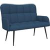vidaXL Divano a 2 Posti Blu 115 x 61 x 87 cm Tessuto