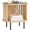 HOMCOM Tavolino laterale ovale nordico 50x39x50cm Effetto legno naturale | Fine divano, spazio aperto, gambe in acciaio, design a doghe, tavolino da salotto/camera da letto