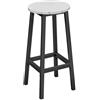 NMK HOME Sgabello Bar Marmo/Nero H65cm Poggiapiedi, 1pz | Design senza tempo, cucina, salvaspazio, pannello truciolare, metallo, bancone, Ø32cm