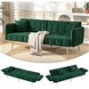 Lubvtti Divano letto 2 posti multifunzionale con schienale regolabile e braccioli multiposizione,divano letto pieghevole per il soggiorno,divano 2 posti,velluto (A-Verde)