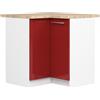 AKORD | Armadio da Cucina con Piano di Lavoro - Oliwia S90 | Mobiletto Base con 2 Porte e 2 Ripiani | Mobile Ingresso | Credenza | Penisola | Armadietto | 46 x 90 x 85 cm | Bianco | Rosso lucido