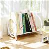 HDANI Libreria da Scrivania Rotonda,Portadischi in Legno in Vinile,Bianco | Piccolo Organizer da Scrivania per CD,Album,Riviste,Libri,Struttura in Metallo Porta-CD,Scaffale portaoggetti,40×24×26 cm