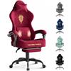 Lointain Poltrona Gamer in Velluto con Massaggio e Poggiapiedi, Fucsia | Sedia da Ufficio Gaming, Seduta a Molle 50 cm, Schienale 90-135°, Altezza Regolabile 42-54 cm e Portata 150 kg