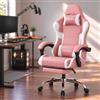 Dowinx sedia da gaming ergonomica con poggiapiedi, poltrona gaming reclinabile 150°, braccioli regolabili, sedia ufficio imbottita, portata 180 kg, Rosa Basic