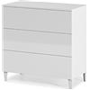 MarinelliGroup Cassettiera 3 cassetti 80 X 40 X 80 cm BIANCO camera da letto con piedi 007833BO