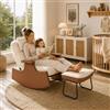 SAOOZBE - Sedia a dondolo con sgabello, poltrona oscillante con schienale regolabile in 3 posizioni, sedia relax con comodo poggiatesta, poltrona da soggiorno, per salotto, balcone, giardino (lana di