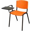 SEDIAOFFICE - Sedie Ufficio Senza Ruote con Bracciolo e Tavoletta, Sedia Scrivania per Studio, Sala Riunioni e Conferenze, Comoda Sedia Ufficio Economica in Plastica resistente (Arancio)