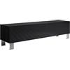 MB Muebles Bonitos, Mobile TV con Piedini 12cm Luke H2, Melamina, Finitura Lucida, Nero, 160x42x40cm