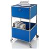 KARAT Scaffale in metallo blu - Mensola mobile con 2 ripiani (B40 × P40 × H69 cm) - Struttura in acciaio verniciato a polvere cromato - Moderno e versatile - Concept Epure MK-145