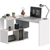 HOMCOM Scrivania Angolare 4 Ripiani in Legno 120x100x77 cm Bianco Lucido | Portaoggetti, ad Angolo per Computer, Scrivania Gaming, per Ufficio Soggiorno Studio, Stile Moderno