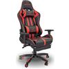 Stil Sedie - Sedia poltrona gaming poggiapiede professionale ALFA braccioli 2D regolabile in altezza schienale reclinabile a 180° (rosso)