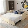 JYCRA Divano-letto imbottito con letto per gli ospiti 90/180 x 200 cm, Divano-Letto con Reti a Doghe e Schienale, Letto Multifunzionale, Letto Allungabile Giornaliero per 2 Persone (Beige, 90/180 x 200 cm)