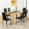 ZZINOKE Set Tavolo e Sedie da Pranzo, 1 Tavolo e 6 Sedie, Tavolo Rettangolare: 140x70x75cm, Sedie: 40x39x98cm, adatto Sala da Pranzo, Cucina e Soggiorno