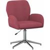 vidaXL Sedia da scrivania girevole 54 x 58 x 90 cm Rosso Vino Tessuto