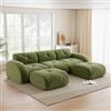 Rvjiahe Divano modulare a forma di U a 3 posti, divano modulare senza cornice, con 2 sgabelli, adatto per soggiorno, tessuto confortevole, design antiscivolo, nessun montaggio richiesto (verde)