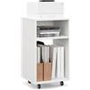 COSTWAY Schedario da Ufficio, Mobiletto per Documenti con Rotelle Bloccabili e 2 Scomparti Aperti, per Casa e Ufficio, 33 x 30 x 58 cm, Bianco