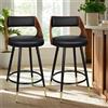 ALFORDSON Sgabelli da bar, Set di 2 sgabelli da bar tondi con poggiapiedi, sgabelli da bar di 65 cm con schienale, sgabelli per banco per sala da pranzo e cucina, Pelle PU, Nero