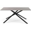 KONTE.DESIGN Tavolo MACINAGGIO, Ceramica Effetto Pietra Grigia, 140x80x76 | Piano in ceramica, gambe tubolari incrociate in metallo nero, tavolo fisso, piano effetto pietra grigio, stile contemporaneo