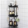 Oriware Porta Sapone per Doccia, Mensola Doccia Senza Foratura, Scaffale Angolare da Terra, Scaffale Bagno (Nero, 3 Tier)