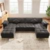 Gojyjqytupo Divano angolare a forma di U, design modulare a 4 posti, piedini in metallo | Con effetto nuvola e cuscino in schiuma a doppio strato, con 2 chaise longue, 2 cuscini, adatto per soggiorno/camera da letto