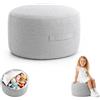 LUBEWISE Pouf rotondo, con cerniera, grigio chiaro | Pouf compatto con funzione 3 in 1, senza imbottitura, morbido e pratico, per decorare il soggiorno, grigio chiaro