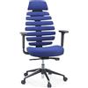 hjh OFFICE Sedia da ufficio professionale ERGO LINE II PRO Sedia da scrivania ergonomica con braccioli (regolabili in altezza) in tessuto blu Sedia girevole per ufficio e casa