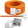 ARLI 100 m di cavo di installazione Cat7 S/FTP LSZH PIMF + presa di rete Cat6a - cavo di rete senza alogeni per installazione a incasso e a superficie