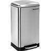 SONGMICS Cestino dei rifiuti da 30 litri con pedale in acciaio inossidabile per cucina, cestino interno, contenitore per rifiuti, colore argento LTB01L