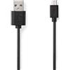 Nedis Cavo USB | USB 2.0 | Spina USB-A | Spina USB Micro-B | 7,5 W | 480 Mbps | Nichelato | 2,00 m | Rotondo | PVC | Nero | Appendino