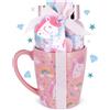 BRUBAKER Cosmetics Set da bagno e doccia Unicorno 5 pezzi Fiori di Ciliegio - Set regalo con profumo di fiori di ciliegio in tazza unicorno XXL