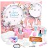 Brubaker Calendario dell'Avvento di bellezza BRUBAKER Cosmetics 24 x prodotti per la cura del corpo e accessori per la spa - il calendario di Natale del benessere XXL per donne e ragazze - Stelle e fiocchi di neve rosa