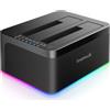 inateck Docking station per dischi rigidi RGB Inateck USB 3.0 con funzione di clonazione offline, per HDD e SSD SATA da 2,5 e 3,5 pollici, supporto UASP, nero