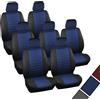 WOLTU coprisedili auto coprisedile singolo misura universale, set di 7, nero/blu