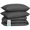 Komfortec biancheria da letto premium 240x220 cm copripiumino + 80x80 cm 2 federe, spazzolato 100% poliestere microfibra 120 g/m², set di biancheria da letto 3 pezzi super soft, antracite