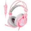 Hyrican Cuffie da gioco SADES A6, bianco/rosa, USB, con cavo, suono surround 7.1, sovraorecchio, PC, PS4, Nintendo Switch