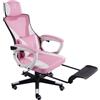 Trisens Sedia da gaming dal design moderno in stile racing con poggiapiedi ribaltabile - Sedia da gaming con braccioli regolabili - Sedia da scrivania ergonomica da gaming con cuscino di sostegno aggiuntivo, Colore: Nero/Rosa