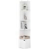 WOLTU Libreria WOLTU, a colonna, con ante, 5 ripiani, in materiale derivato dal legno, bianco