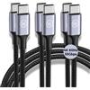 Wicked Chili 3x 100W cavo di ricarica USB-C a USB-C 1m cavo per iPhone 17 16 Samsung Galaxy S24 S23 S22 MacBook Pro Air iPad Pixel Switch (DP Alt 10GBps)