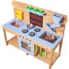 VEVOR Cucina di fango, cucina di fango all'aperto per bambini, cucine da gioco all'aperto in legno con fornelli, ganci, doppi lavelli, palette da giardinaggio, spatole, pentole e accessori da cucina, giochi con acqua e sabbia