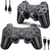 OKHAHA Controller wireless per PS3 per Sony Playstation 3, Double Shock 3, Bluetooth, ricaricabile, sensore di movimento, telecomando per PS3 (con strisce (nero + nero)