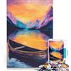 JIANGENNF Puzzle da 1000 pezzi raffigurante lago montagne e barca decorazione murale attività divertenti da fare in casa collezione d'artista opera d'arte 38x26cm