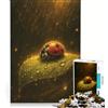 JIANGENNF Puzzle da 1000 pezzi per adulti coccinella su una foglia sotto la pioggia gioco impossibile analisi e logica per rafforzare l'amore tra le coppie 38x52cm
